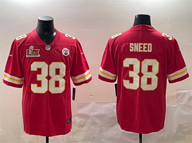 Men's Kansas City Chiefs #38 L'Jarius Sneed Red 2025 Super Bowl LIX Patch Vapor Untouchable Limited Stitched Football Jersey Men's Kansas City Chiefs #38 L'Jarius Sneed Red 2025 Super Bowl LIX Patch Vapor Untouchable Limited Stitched Football Jersey