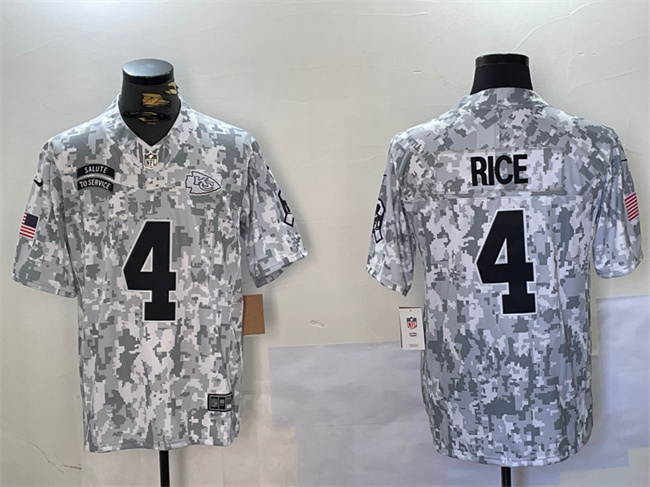Men's Kansas City Chiefs #4 Rashee Rice 2024 F.U.S.E Arctic Camo Salute To Service Limited Stitched Football Jersey Men's Kansas City Chiefs #4 Rashee Rice 2024 F.U.S.E Arctic Camo Salute To Service Limited Stitched Football Jersey