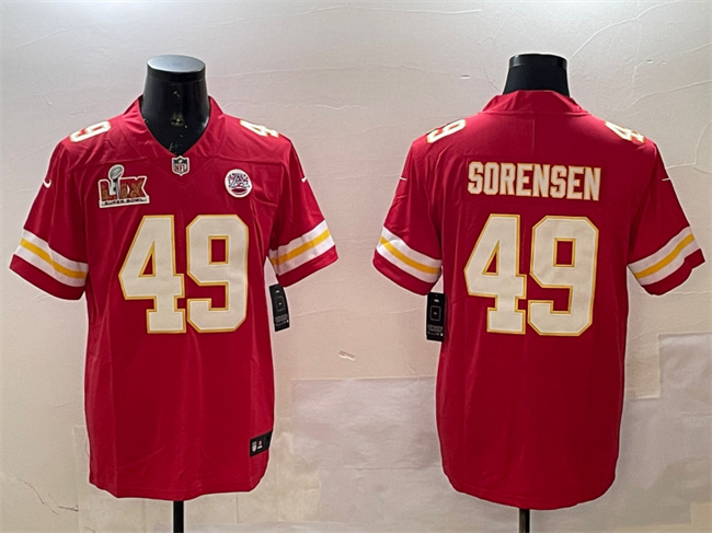 Men's Kansas City Chiefs #49 Daniel Sorensen Red 2025 Super Bowl LIX Patch Vapor Untouchable Limited Stitched Football Jersey Men's Kansas City Chiefs #49 Daniel Sorensen Red 2025 Super Bowl LIX Patch Vapor Untouchable Limited Stitched Football Jersey