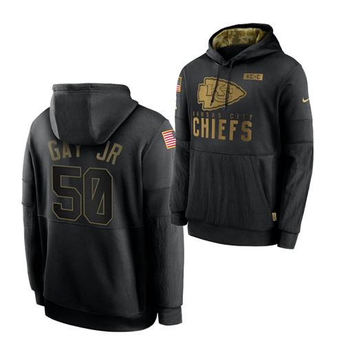 Men's Kansas City Chiefs #50 Willie Gay Jr. 2020 Salute To Service Black Sideline Performance Pullover HoodieMen's Hoodie Men's Kansas City Chiefs #50 Willie Gay Jr. 2020 Salute To Service Black Sideline Performance Pullover HoodieMen's Hoodie