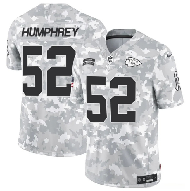 Men's Kansas City Chiefs #52 Creed Humphrey 2024 F.U.S.E Arctic Camo Salute To Service Limited Stitched Football Jersey Men's Kansas City Chiefs #52 Creed Humphrey 2024 F.U.S.E Arctic Camo Salute To Service Limited Stitched Football Jersey