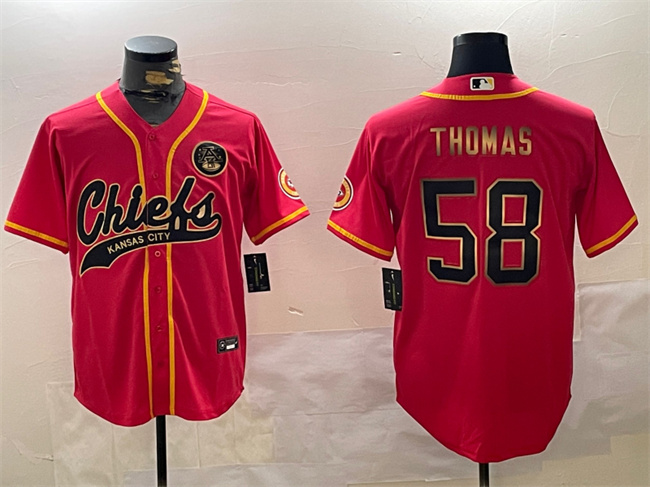 Men's Kansas City Chiefs #58 Derrick Thomas Red Gold Cool Base Stitched Baseball Jersey Men's Kansas City Chiefs #58 Derrick Thomas Red Gold Cool Base Stitched Baseball Jersey