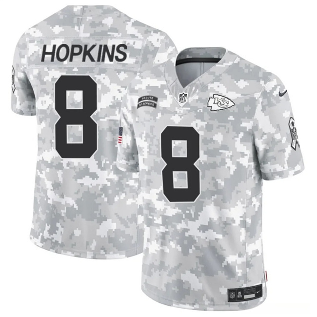 Men's Kansas City Chiefs #8 DeAndre Hopkins 2024 F.U.S.E Arctic Camo Salute To Service Limited Stitched Football Jersey Men's Kansas City Chiefs #8 DeAndre Hopkins 2024 F.U.S.E Arctic Camo Salute To Service Limited Stitched Football Jersey