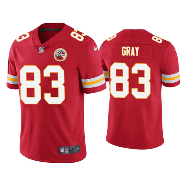 Men's Kansas City Chiefs #83 Noah Gray Red Limited Stitched NFL Jersey Men's Kansas City Chiefs #83 Noah Gray Red Limited Stitched NFL Jersey