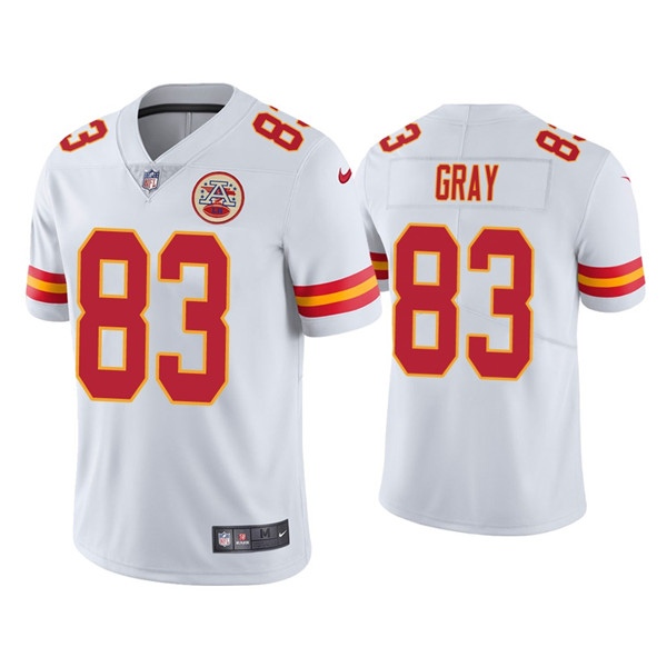 Men's Kansas City Chiefs #83 Noah Gray White Limited Stitched NFL Jersey Men's Kansas City Chiefs #83 Noah Gray White Limited Stitched NFL Jersey