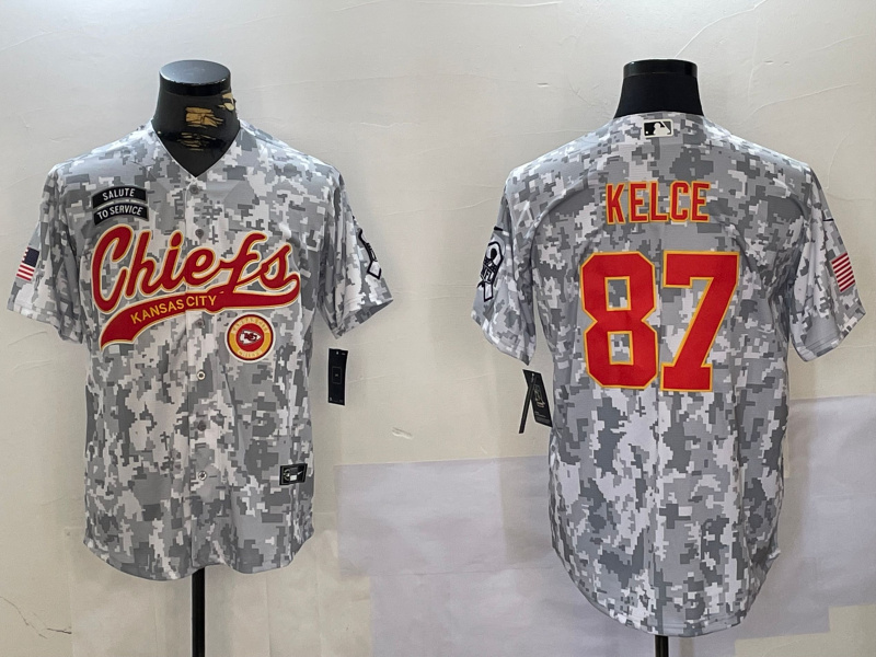 Men's Kansas City Chiefs #87 Travis Kelce 2024 Arctic Camo Salute To Service Stitched Baseball Jersey 2 Men's Kansas City Chiefs #87 Travis Kelce 2024 Arctic Camo Salute To Service Stitched Baseball Jersey 2