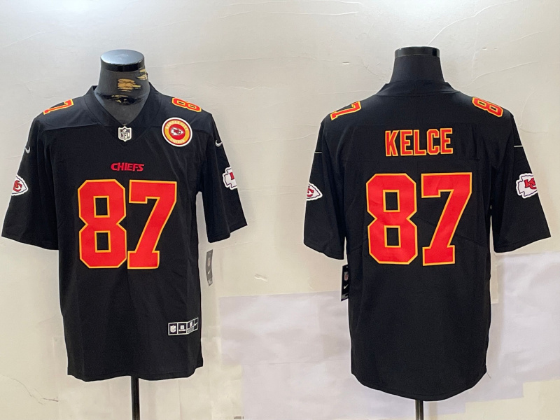 Men's Kansas City Chiefs #87 Travis Kelce Black F.U.S.E Vapor Untouchable Limited Stitched Football Jersey1