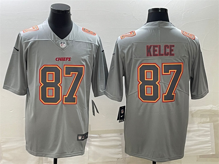 Men's Kansas City Chiefs #87 Travis Kelce Gray Atmosphere Fashion Stitched Jersey Men's Kansas City Chiefs #87 Travis Kelce Gray Atmosphere Fashion Stitched Jersey