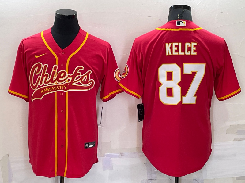 Men's Kansas City Chiefs #87 Travis Kelce Red Cool Base Stitched Baseball Jersey Men's Kansas City Chiefs #87 Travis Kelce Red Cool Base Stitched Baseball Jersey