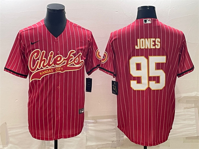 Men's Kansas City Chiefs #95 Chris Jones Red With Patch Cool Base Stitched Baseball Jerseys Men's Kansas City Chiefs #95 Chris Jones Red With Patch Cool Base Stitched Baseball Jerseys