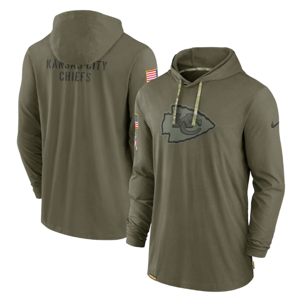 Men's Kansas City Chiefs 2022 Olive Salute To Service Tonal Pullover Hoodie