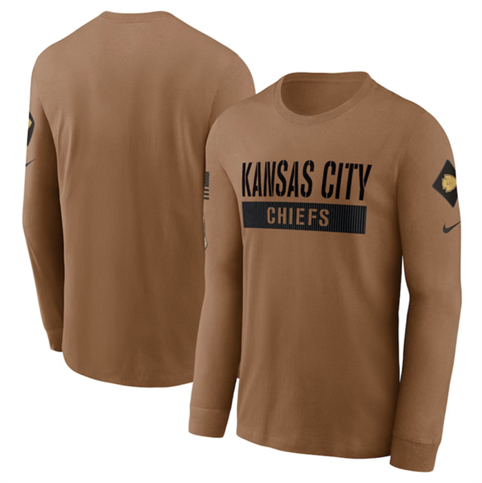 Men's Kansas City Chiefs 2023 Brown Salute To Service Long Sleeve T-Shirt Men's Kansas City Chiefs 2023 Brown Salute To Service Long Sleeve T-Shirt