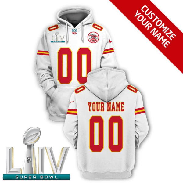 Men's Kansas City Chiefs Active Custom White 2021 Super Bowl LIV Pullover Hoodie Men's Kansas City Chiefs Active Custom White 2021 Super Bowl LIV Pullover Hoodie