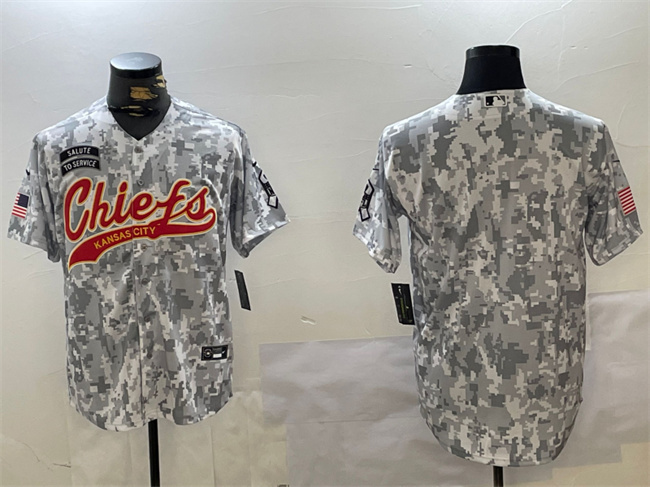 Men's Kansas City Chiefs Blank 2024 Arctic Camo Salute To Service Stitched Baseball Jersey Men's Kansas City Chiefs Blank 2024 Arctic Camo Salute To Service Stitched Baseball Jersey
