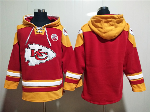 Men's Kansas City Chiefs Blank Red Lace-Up Pullover Hoodie Men's Kansas City Chiefs Blank Red Lace-Up Pullover Hoodie