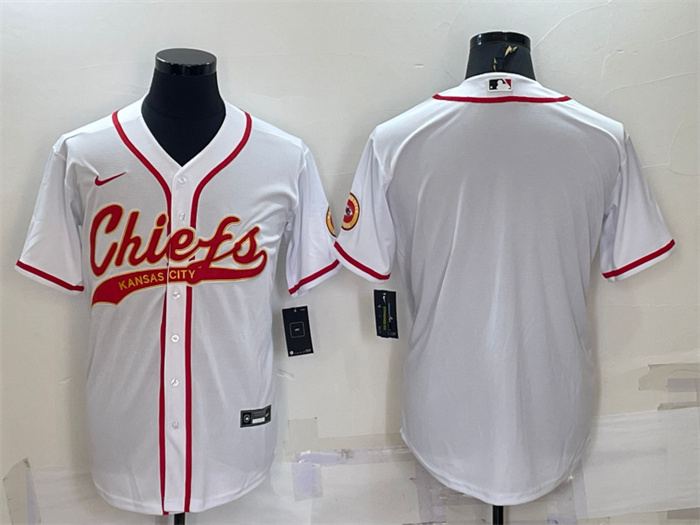 Men's Kansas City Chiefs Blank White With Patch Cool Base Stitched Baseball Jersey Men's Kansas City Chiefs Blank White With Patch Cool Base Stitched Baseball Jersey