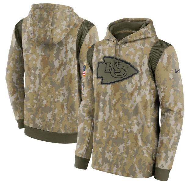 Men's Kansas City Chiefs Camo 2021 Salute To Service Therma Performance Pullover Hoodie Men's Kansas City Chiefs Camo 2021 Salute To Service Therma Performance Pullover Hoodie