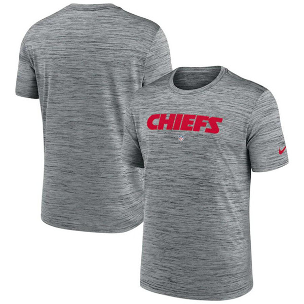 Men's Kansas City Chiefs Grey Velocity Performance T-Shirt Men's Kansas City Chiefs Grey Velocity Performance T-Shirt
