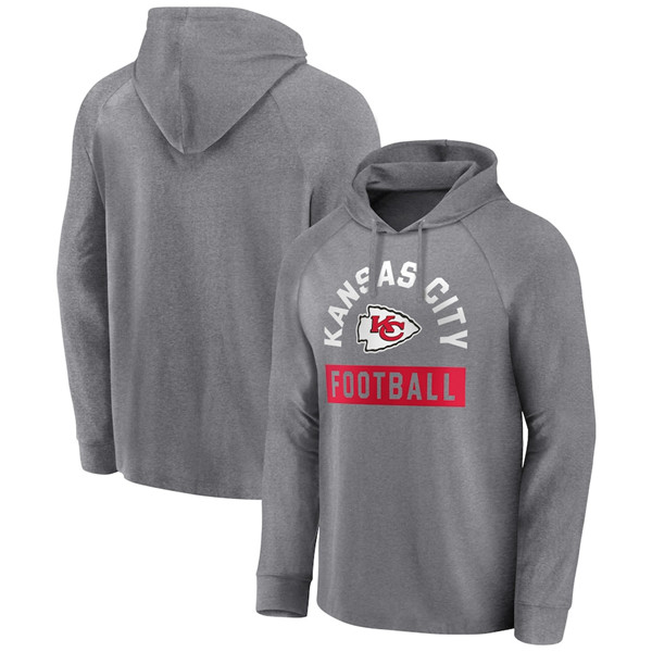 Men's Kansas City Chiefs Heathered Gray No Time Off Raglan Pullover Hoodie Men's Kansas City Chiefs Heathered Gray No Time Off Raglan Pullover Hoodie