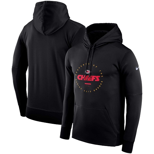 Men's Kansas City Chiefs Nike Black Sideline Property Of Wordmark Logo Performance Pullover Hoodie Men's Kansas City Chiefs Nike Black Sideline Property Of Wordmark Logo Performance Pullover Hoodie