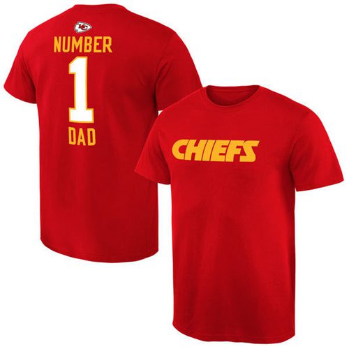 Men's Kansas City Chiefs Pro Line College Number 1 Dad T-Shirt Red Men's Kansas City Chiefs Pro Line College Number 1 Dad T-Shirt Red