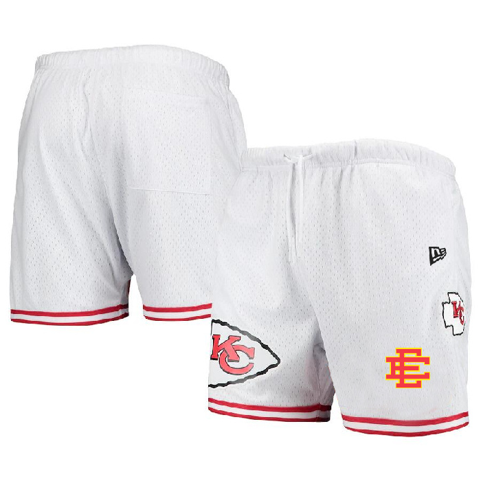 Men's Kansas City Chiefs Pro White Red Shorts 001 Men's Kansas City Chiefs Pro White Red Shorts 001