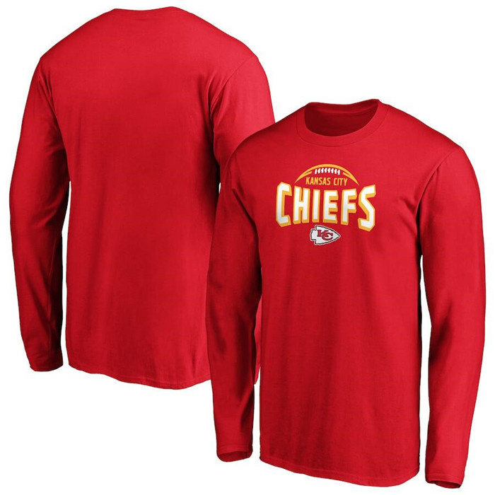 Men's Kansas City Chiefs Red Clamp Down Long Sleeve T-Shirt Men's Kansas City Chiefs Red Clamp Down Long Sleeve T-Shirt