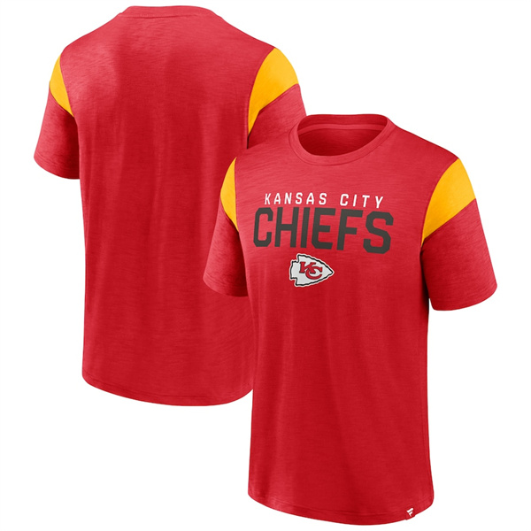 Men's Kansas City Chiefs Red Gold Home Stretch Team T-Shirt Men's Kansas City Chiefs Red Gold Home Stretch Team T-Shirt