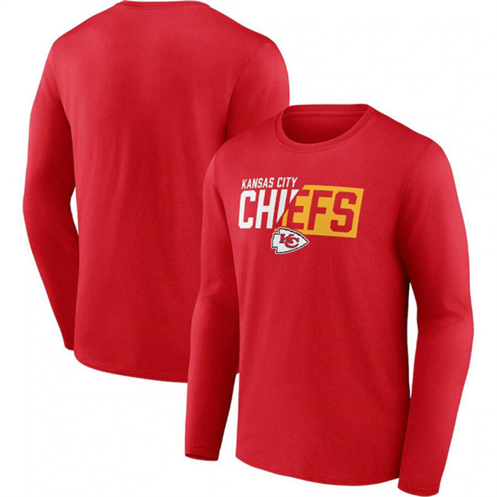 Men's Kansas City Chiefs Red One Two Long Sleeve T-Shirt Men's Kansas City Chiefs Red One Two Long Sleeve T-Shirt