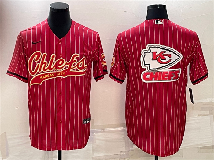 Men's Kansas City Chiefs Red Team Big Logo With Patch Cool Base Stitched Baseball Jersey Men's Kansas City Chiefs Red Team Big Logo With Patch Cool Base Stitched Baseball Jersey
