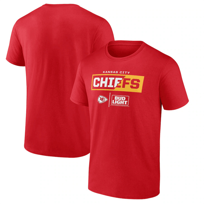 Men's Kansas City Chiefs Red X Bud Light T-Shirt Men's Kansas City Chiefs Red X Bud Light T-Shirt