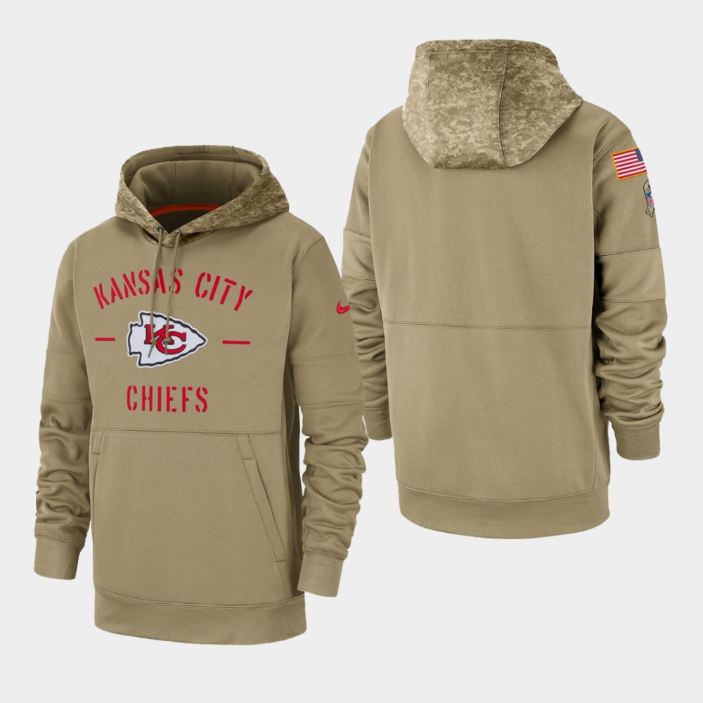 Men's Kansas City Chiefs Tan 2019 Salute to Service Sideline Therma Pullover Hoodie Men's Kansas City Chiefs Tan 2019 Salute to Service Sideline Therma Pullover Hoodie