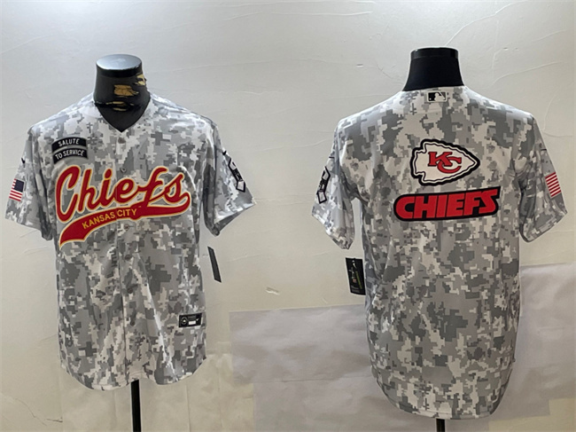 Men's Kansas City Chiefs Team Big Logo 2024 Arctic Camo Salute To Service Stitched Baseball Jersey Men's Kansas City Chiefs Team Big Logo 2024 Arctic Camo Salute To Service Stitched Baseball Jersey