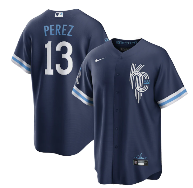 Men's Kansas City Royals #13 Salvador Perez 2022 Navy City Connect Cool Base Stitched Jersey Men's Kansas City Royals #13 Salvador Perez 2022 Navy City Connect Cool Base Stitched Jersey
