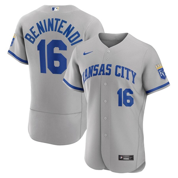Men's Kansas City Royals #16 Andrew Benintendi Grey Flex Base Stitched Jersey Men's Kansas City Royals #16 Andrew Benintendi Grey Flex Base Stitched Jersey