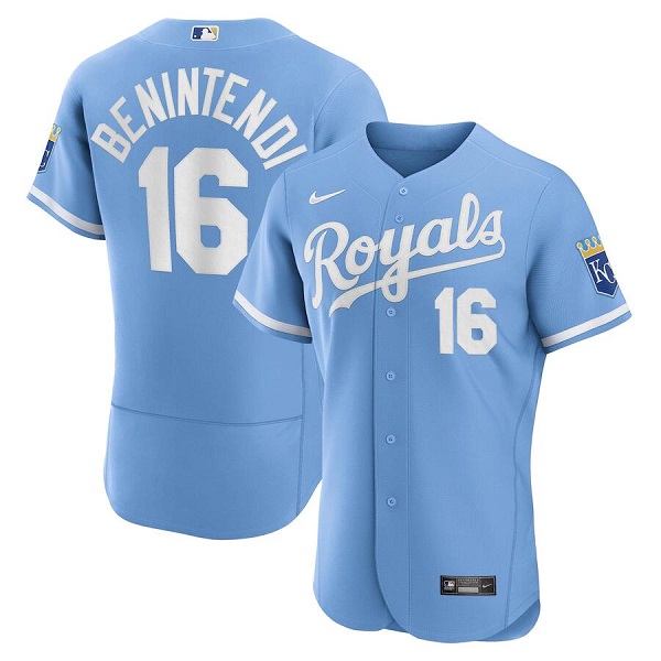 Men's Kansas City Royals #16 Andrew Benintendi Light Blue Flex Base Stitched Jersey Men's Kansas City Royals #16 Andrew Benintendi Light Blue Flex Base Stitched Jersey