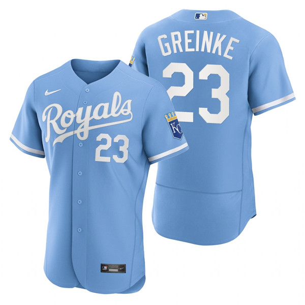 Men's Kansas City Royals #23 Zack Greinke Light Blue Flex Base Stitched Jersey Men's Kansas City Royals #23 Zack Greinke Light Blue Flex Base Stitched Jersey