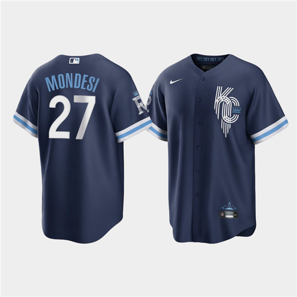 Men's Kansas City Royals #27 Adalberto Mondesi 2022 Navy City Connect Cool Base Stitched Jersey Men's Kansas City Royals #27 Adalberto Mondesi 2022 Navy City Connect Cool Base Stitched Jersey