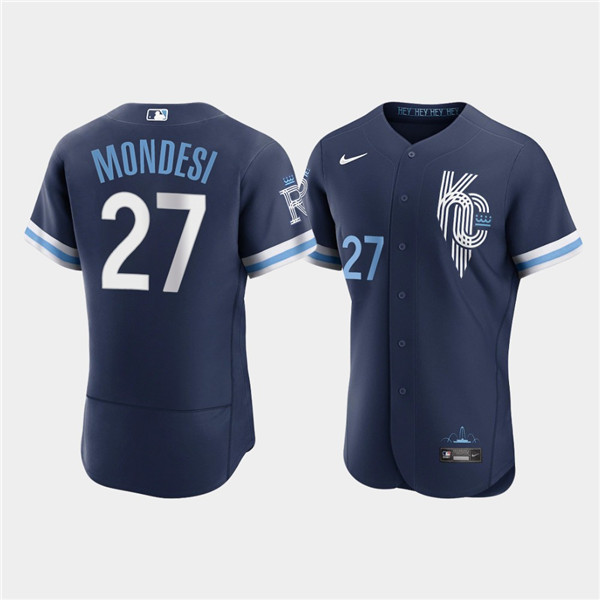 Men's Kansas City Royals #27 Adalberto Mondesi 2022 Navy City Connect Flex Base Stitched MLB Jersey Men's Kansas City Royals #27 Adalberto Mondesi 2022 Navy City Connect Flex Base Stitched MLB Jersey