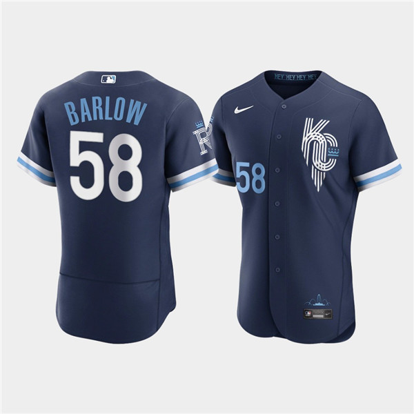 Men's Kansas City Royals #58 Scott Barlow 2022 Navy City Connect Flex Base Stitched MLB Jersey Men's Kansas City Royals #58 Scott Barlow 2022 Navy City Connect Flex Base Stitched MLB Jersey