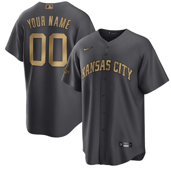 Men's Kansas City Royals Active Player Custom 2022 All-Star Charcoal Cool Base Stitched Baseball Jersey Men's Kansas City Royals Active Player Custom 2022 All-Star Charcoal Cool Base Stitched Baseball Jersey