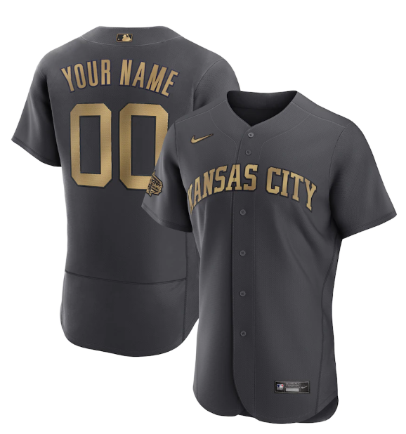 Men's Kansas City Royals Active Player Custom 2022 All-Star Charcoal Flex Base Stitched MLB Jersey Men's Kansas City Royals Active Player Custom 2022 All-Star Charcoal Flex Base Stitched MLB Jersey