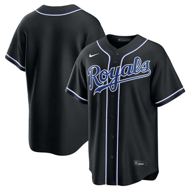Men's Kansas City Royals Blank 2026 Fashion Replica Black Out Stitched Baseball Jersey Men's Kansas City Royals Blank 2026 Fashion Replica Black Out Stitched Baseball Jersey
