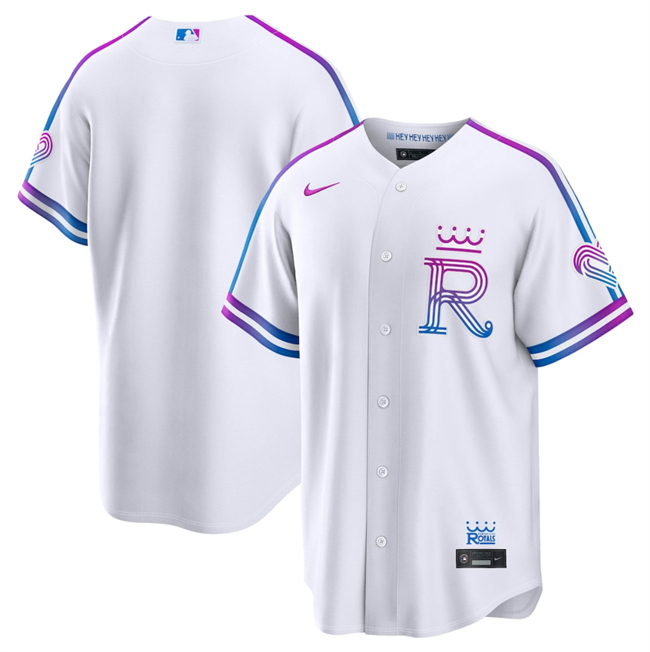 Men's Kansas City Royals Blank White 2026 City Connect Stadium Stitched Baseball Jersey Men's Kansas City Royals Blank White 2026 City Connect Stadium Stitched Baseball Jersey