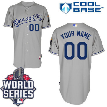 Men's Kansas City Royals Customized Gray 2015 World Series Cool Base Jersey Men's Kansas City Royals Customized Gray 2015 World Series Cool Base Jersey