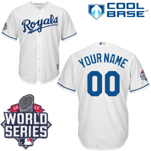 Men's Kansas City Royals Customized White 2015 World Series Cool Base Jersey Men's Kansas City Royals Customized White 2015 World Series Cool Base Jersey