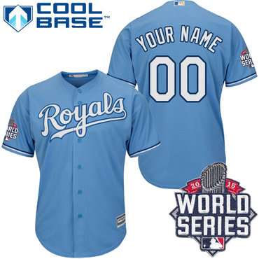 Men's Kansas City Royals Customized light Blue 2015 World Series Cool Base Jersey Men's Kansas City Royals Customized light Blue 2015 World Series Cool Base Jersey