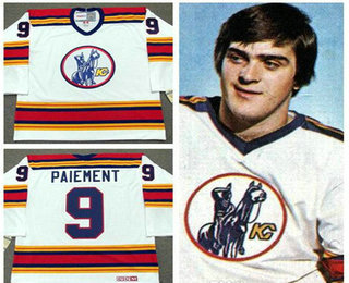 Men's Kansas City Scouts #9 Wilf Paiement White Vintage 1975 Stitched Hockey Throwback Jersey S-3XL Men's Kansas City Scouts #9 Wilf Paiement White Vintage 1975 Stitched Hockey Throwback Jersey S-3XL