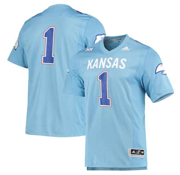 Men's Kansas Jayhawks #1 Light Blue Stitched Jersey Men's Kansas Jayhawks #1 Light Blue Stitched Jersey