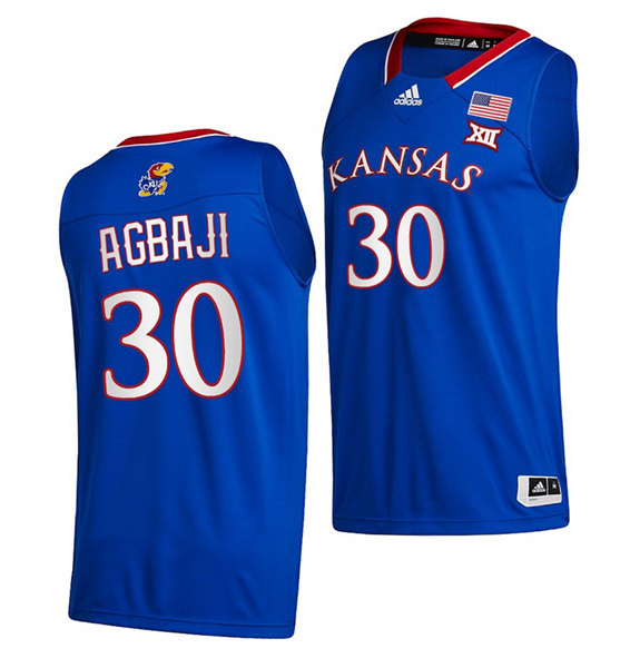 Men's Kansas Jayhawks #30 Ochai Agbaji Royal Basketball Stitched Jersey Men's Kansas Jayhawks #30 Ochai Agbaji Royal Basketball Stitched Jersey